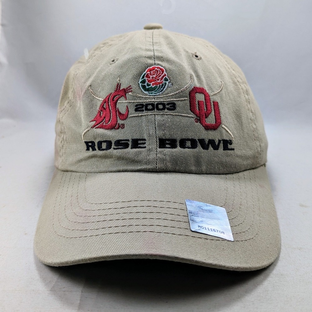 Rose Bowl 2003 Washington WSU Oklahoma OK Cougars Sooners‎ Football Cap Hat VTG